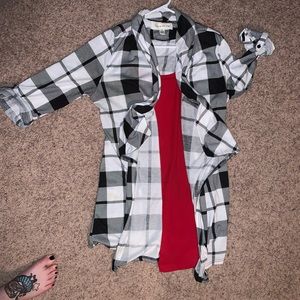 Black/White Plaid Cardigan